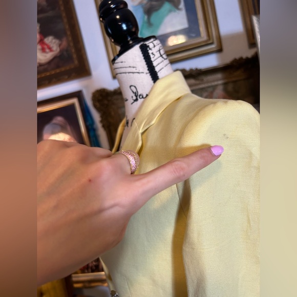 Mango Linen Blend Yellow Blazer Size XS - Picture 7 of 7